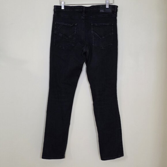 Zadig & Voltaire Jeans Mens 32x30 Black Denim Homme Strokes Noir Grunge Stretch - Picture 2 of 16